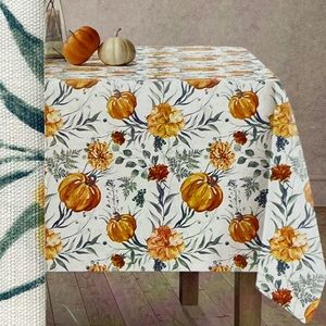 Pumpkin Halloween Fall Floral Oblong Tablecloth New!